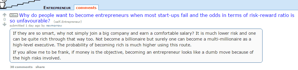 why be an entrepreneur risk