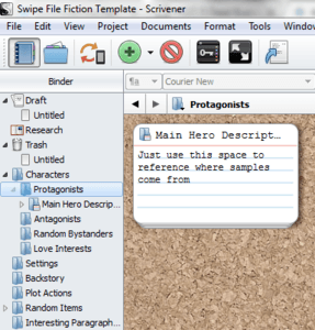 using scrivener text swipes